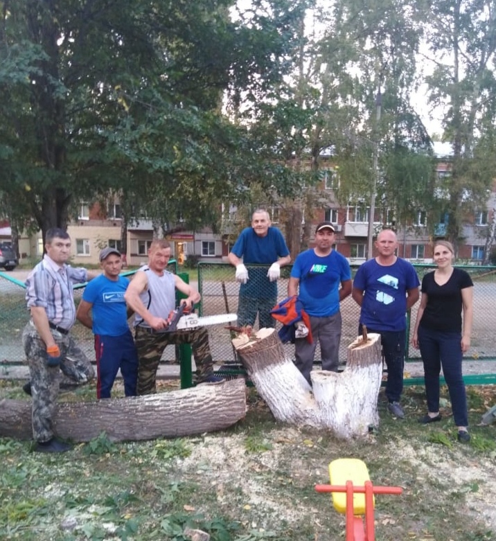 В детском саду № 18 прошел субботник по спиливанию старых деревьев (кленов)